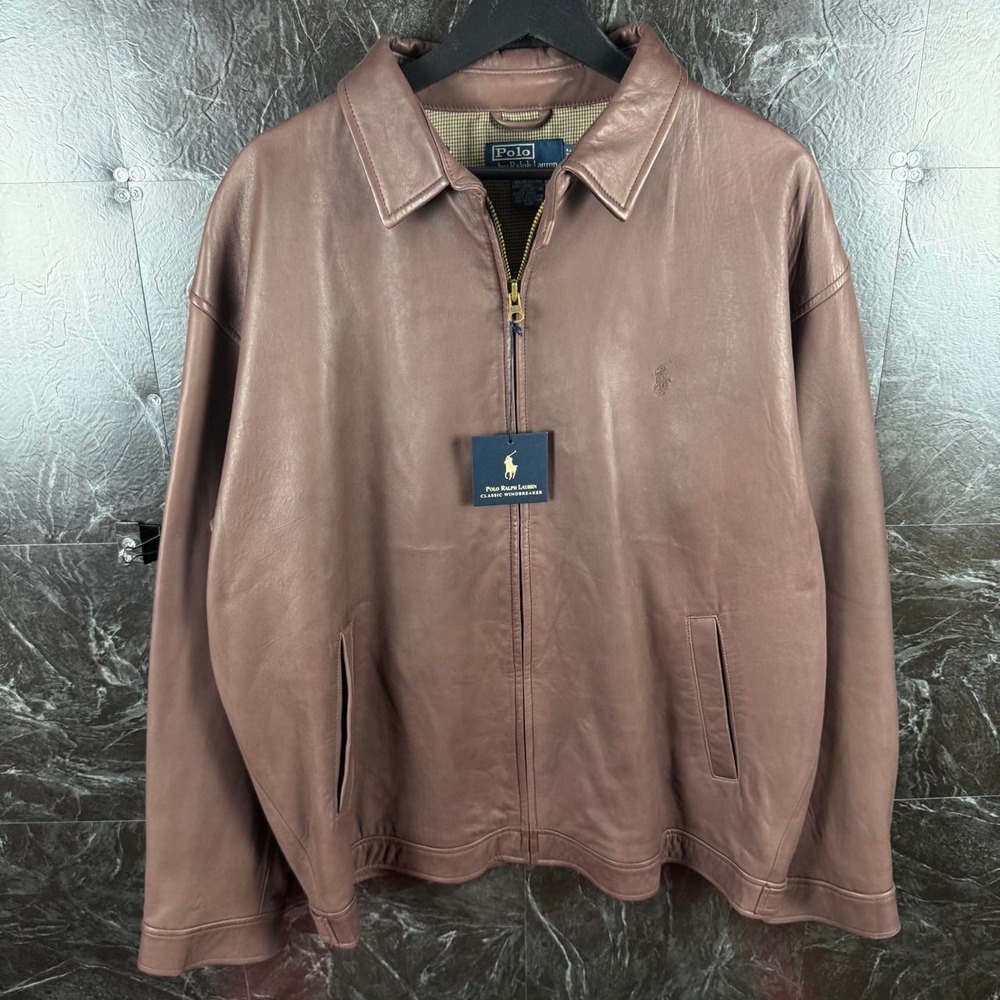 Polo Ralph Lauren Men's Brown Vtg Harrington Leather Jacket XL -New